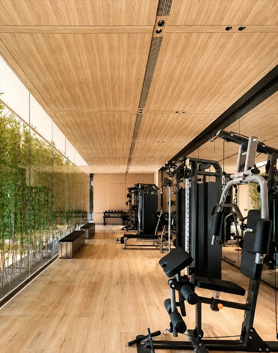 Timber-lined fitness centre